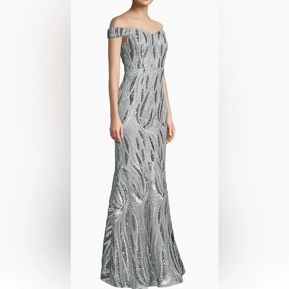 Aidan Mattox Dresses Aidan Mattox Beaded Offthe Shoulder Gown
